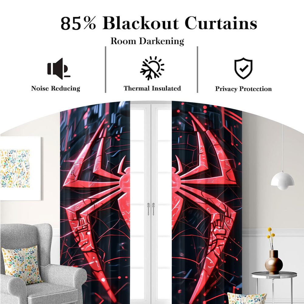 Spider Print Curtains Futurist - High Tech Office Room 评论和价格